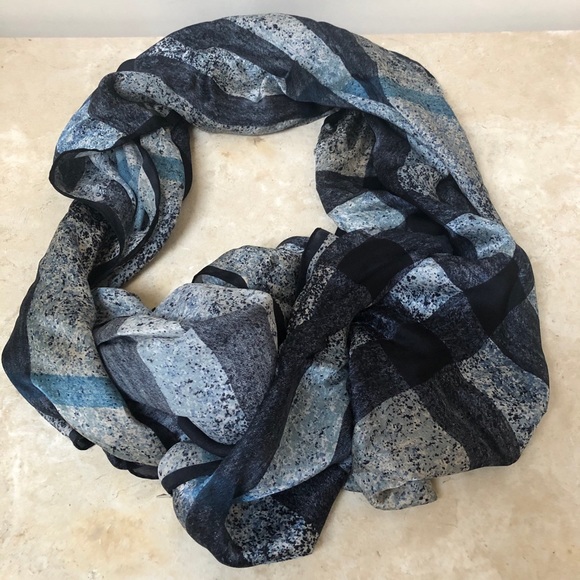 Burberry 100% silk hand rolled edge long scarf EUC